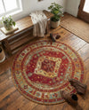 Patio Heritage Collection Area Rug -  Arbor Round Red Green Blue  lifestyle 74