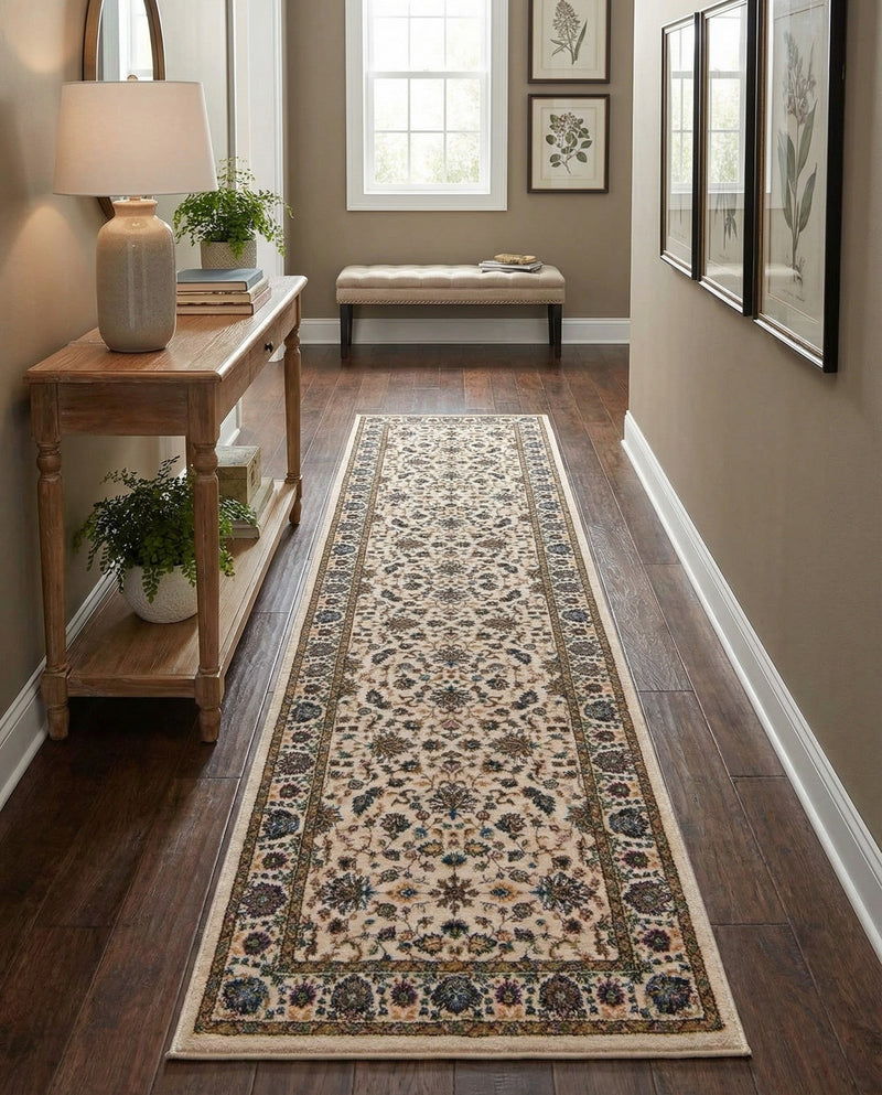 Casablanca Tapestry Collection Area Rug -  Marrakech (Ivory) Runner Ivory  lifestyle 53