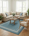 Terrace Fringe Collection Area Rug - Veranda (Teal) Rectangle Teal  lifestyle 24