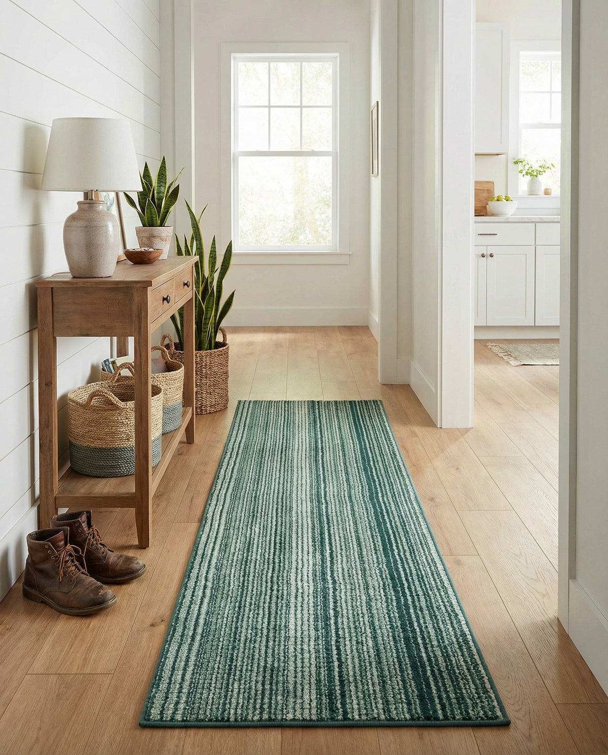 Jewel Oasis Collection Area Rug - Sapphire (Green) Runner Green  lifestyle 119