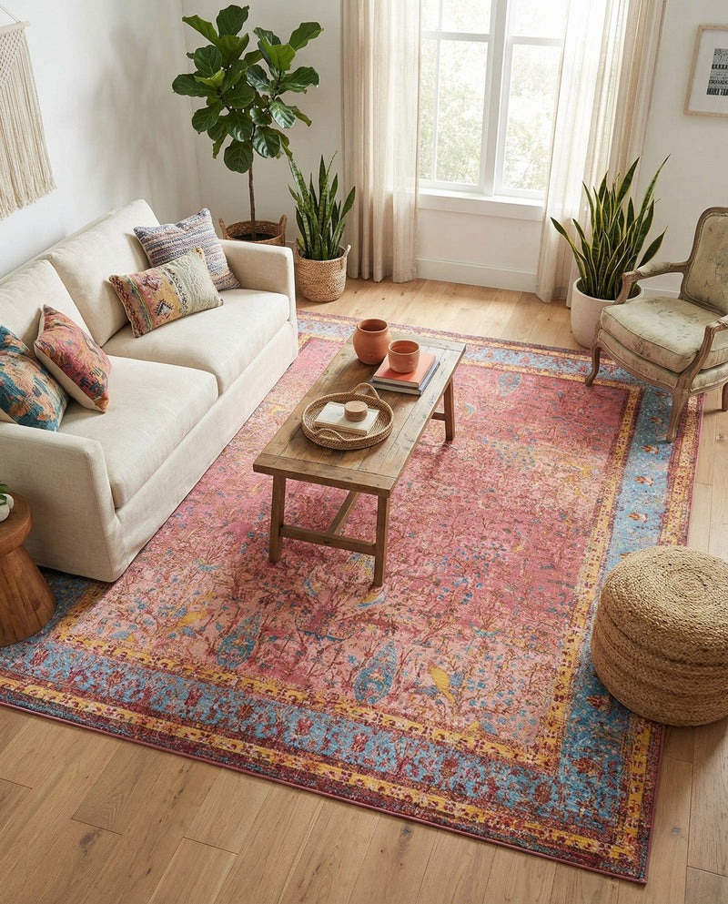 Patio Heritage Collection Area Rug -  Serenity Rectangle Vintage Salmon Coral  lifestyle 5