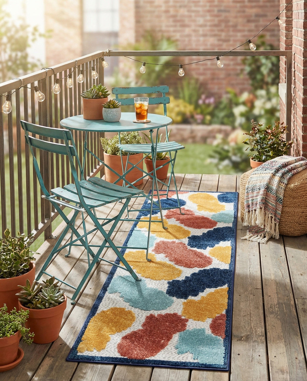 Caribbean Terrace Collection Area Rug -  Nevis Runner White  lifestyle 101