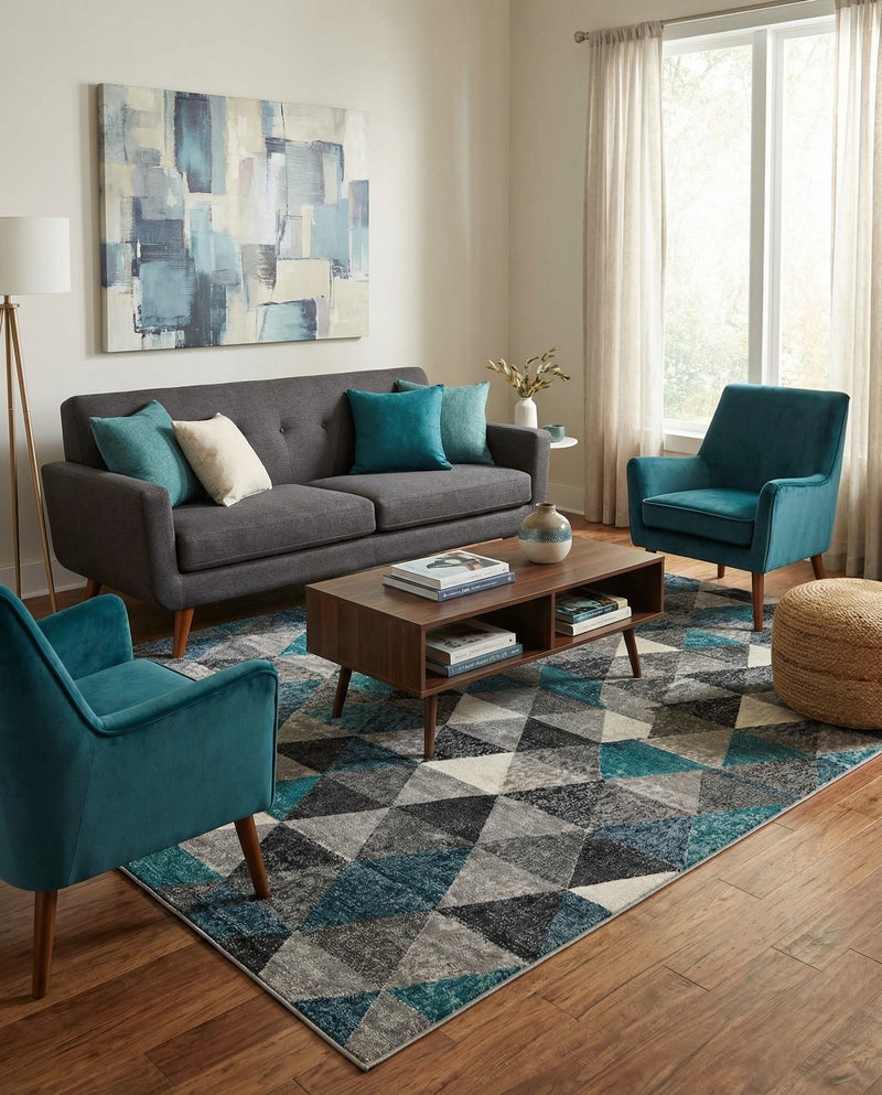 Seville Elegance Collection Area Rug -  Malaga Rectangle Gray  lifestyle 19