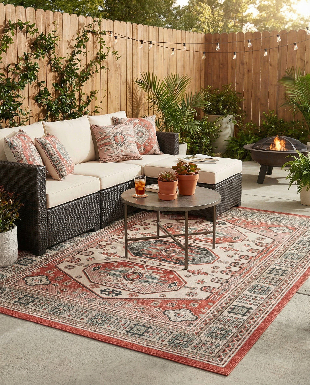 Patio Heritage Collection Area Rug - Veranda Rectangle Multi  lifestyle 13