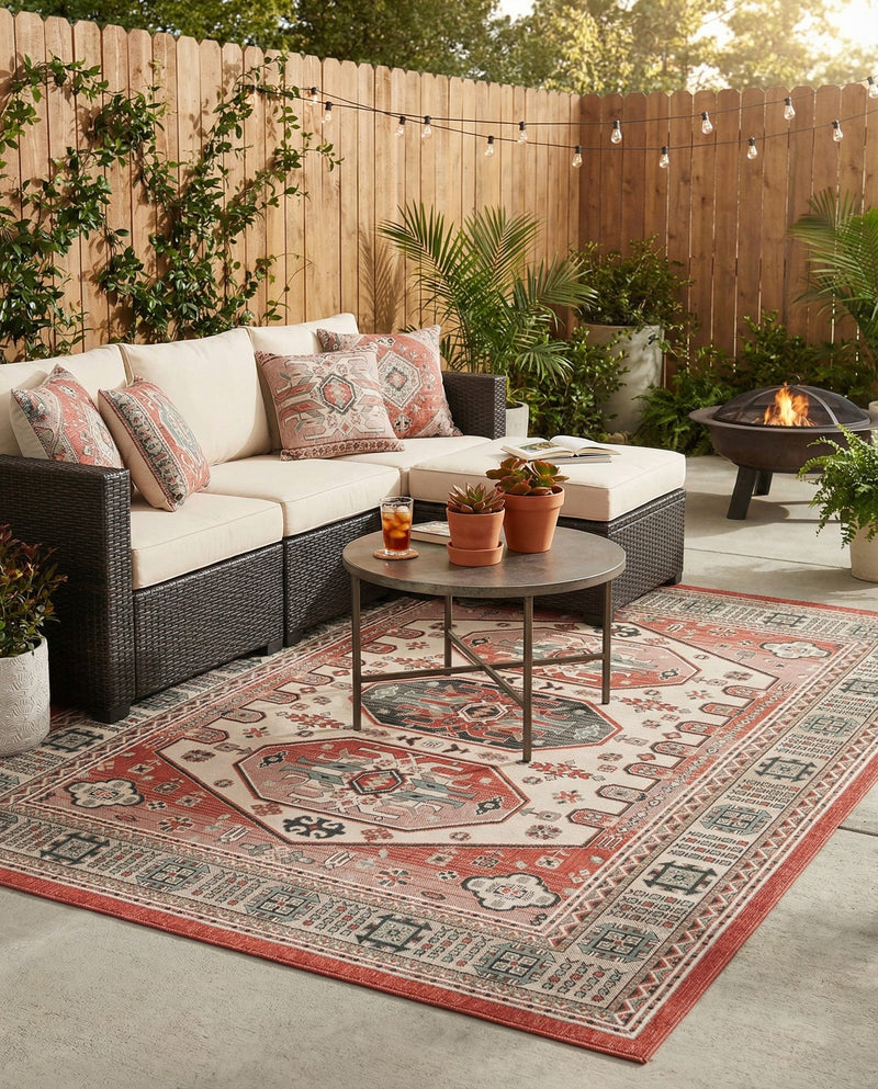 Patio Heritage Collection Area Rug - Veranda Rectangle Multi  lifestyle 13
