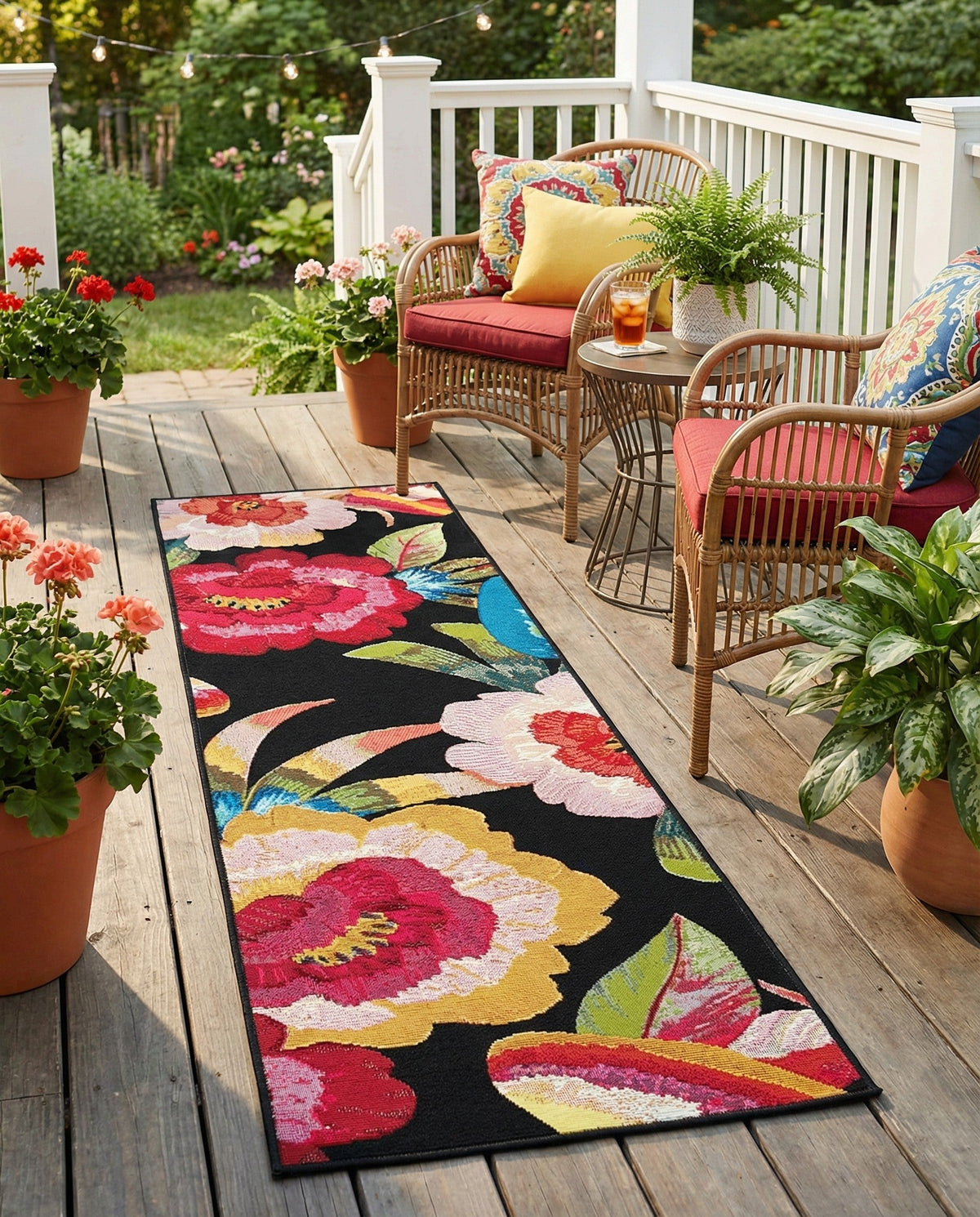 Seaside Blooms Collection Area Rug -  Versailles Runner Multi  lifestyle 110