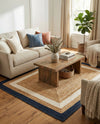Woven Seaside Jute Collection Area Rug - Nantucket Rectangle Navy Blue White Natural  lifestyle 17