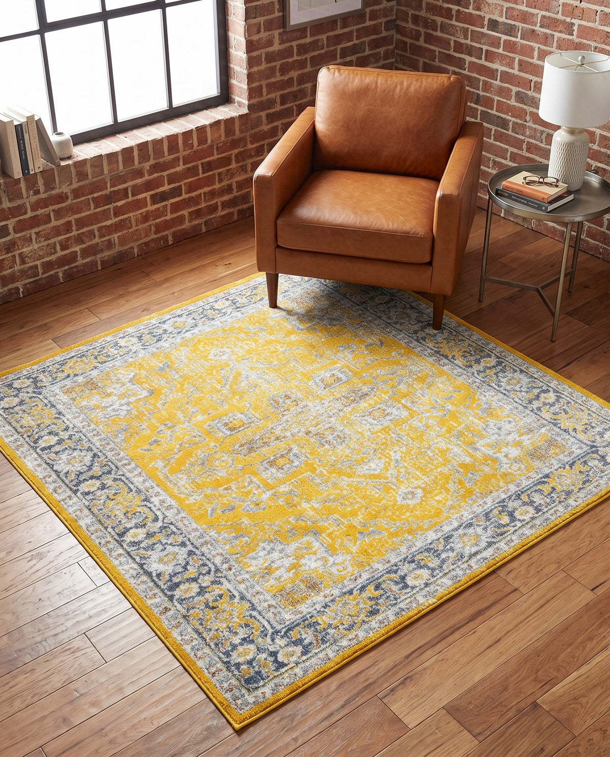 Caribbean Breeze Collection Area Rug -  Andros Square Yellow  lifestyle 174