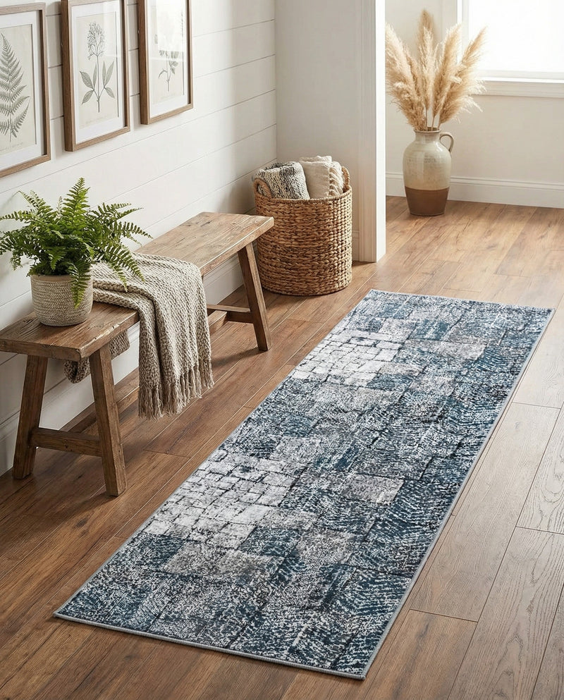 Seville Elegance Collection Area Rug - Cordoba Runner Gray Blue  lifestyle 76
