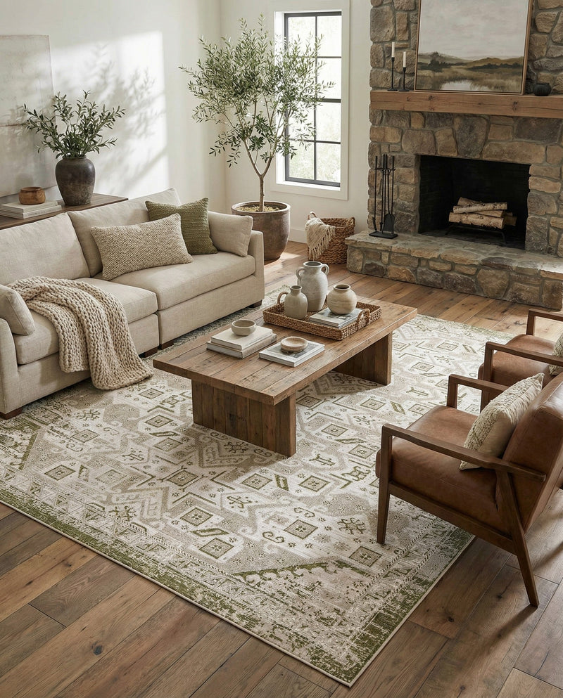 Tribal Terrace Treasures Collection Area Rug - Mayan Marina (Green) Rectangle Green  lifestyle 12