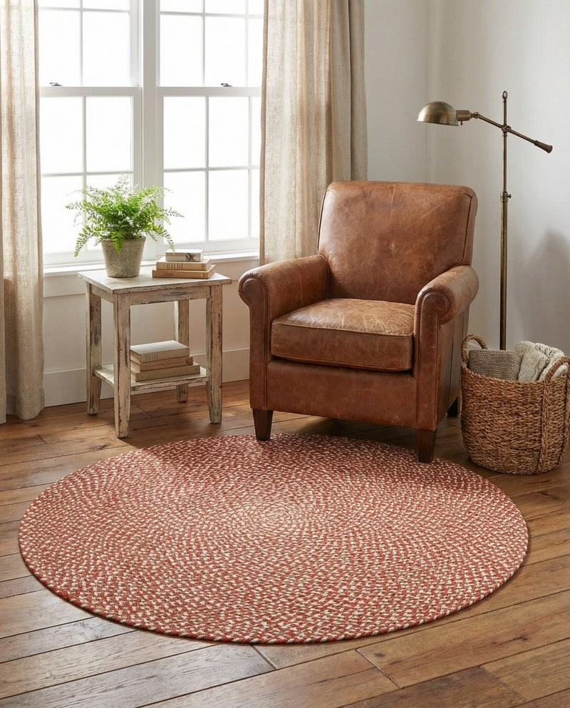 Highland Woven Jute Collection Area Rug - Glenmore (Rust Red) Round Rust Red  lifestyle 47