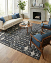Geo Garden Lattice Collection Area Rug -  Andalusia Rectangle Charcoal Gray  lifestyle 41