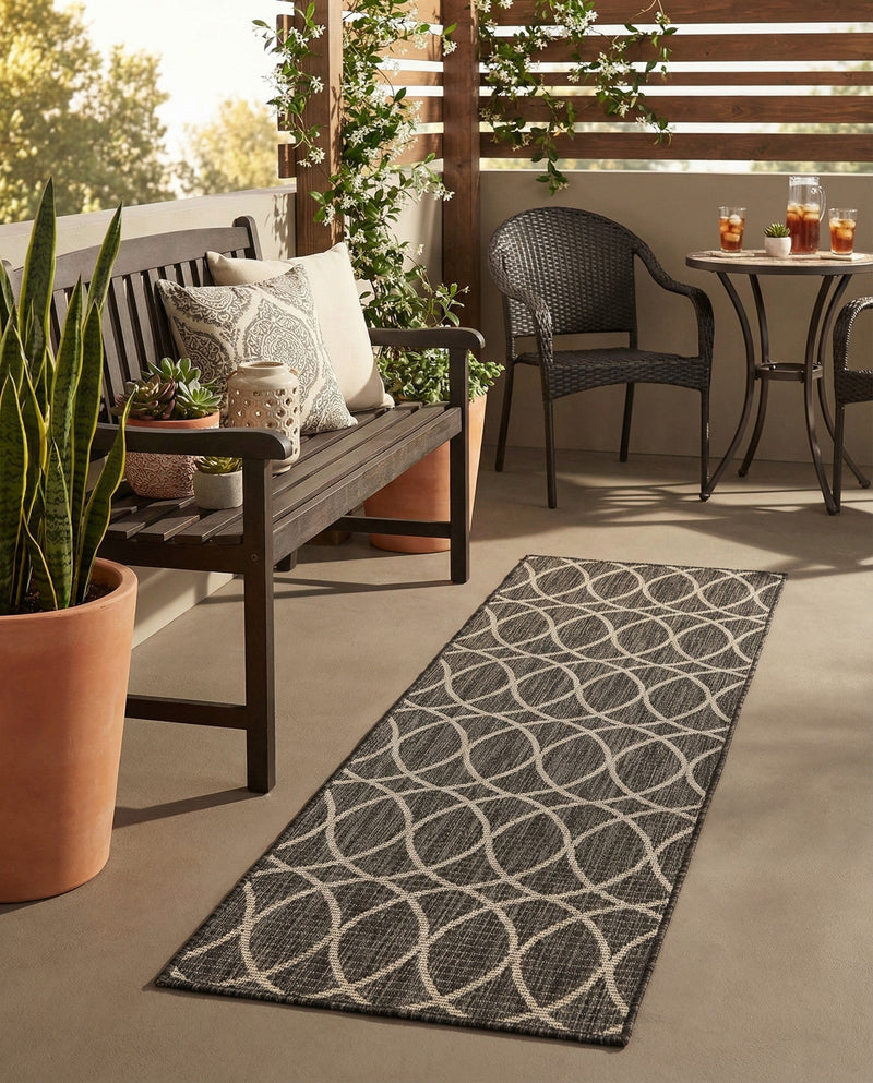 Savannah Pergola Collection Area Rug -  Pavilion (Charcoal) Runner Charcoal  lifestyle 51