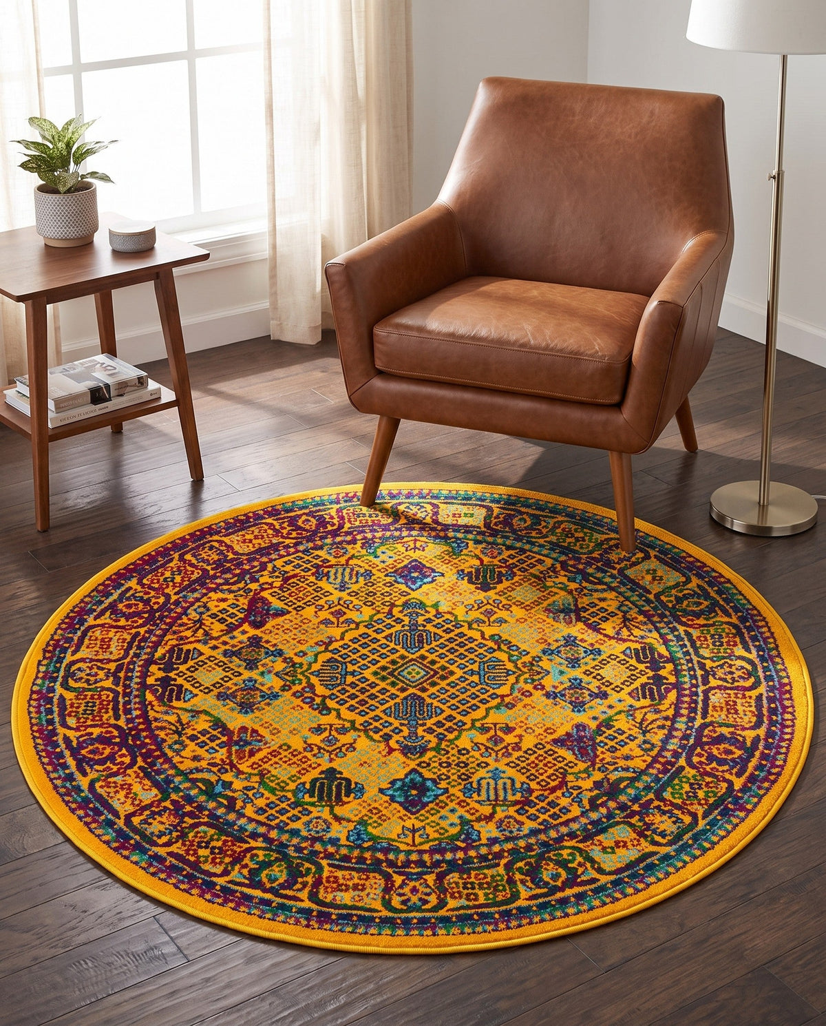 Caribbean Cove Collection Area Rug -  Mustique Round Multi  lifestyle 178