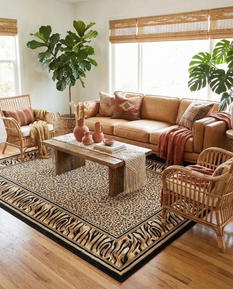 Savannah Sojourn Collection Area Rug -  Chobe Rectangle Light Brown  lifestyle 17