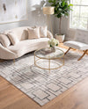 Hollywood Luxe Collection Area Rug -  Beverly (White Silver) Square White Silver  lifestyle 64