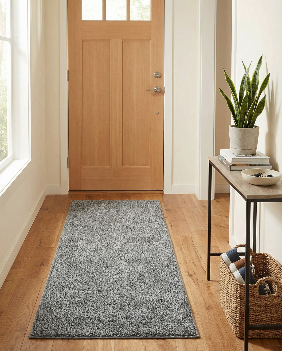 Solid Shag Seaside Collection Area Rug - Azure Cove (Gray) Runner Gray  lifestyle 100