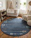 Autumn Meadow Collection Area Rug -  Junipervale Round Navy Blue  lifestyle 61