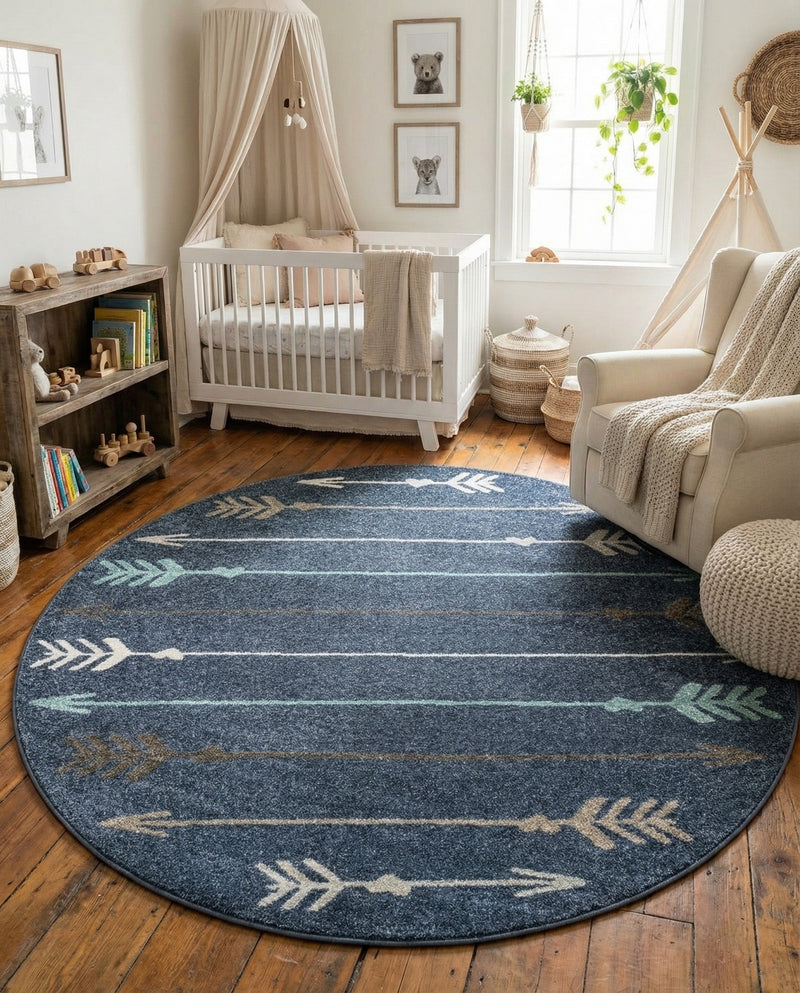 Autumn Meadow Collection Area Rug -  Junipervale Round Navy Blue  lifestyle 61