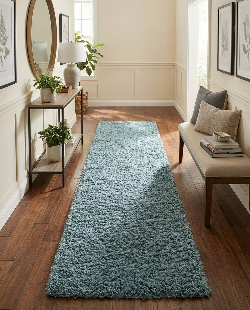 Plush Oasis Collection Area Rug - Serenity (Light Slate Blue) Runner Light Slate Blue  lifestyle 35