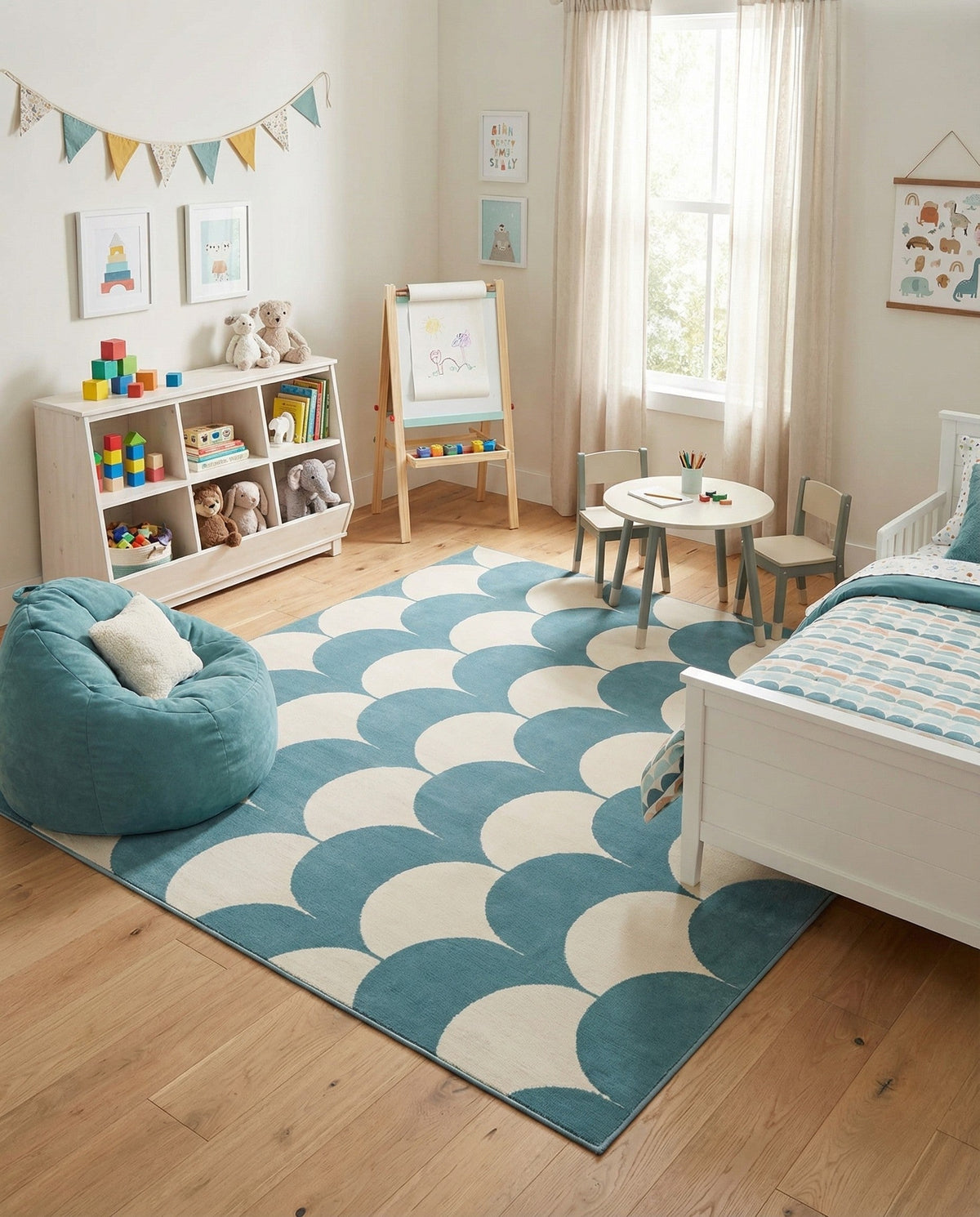 Wonder Tykes Collection Area Rug - Sparklewood Square Sky blue  lifestyle 166