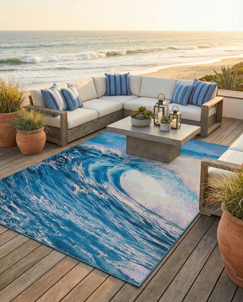 Urban Terrace Collection Area Rug - Veranda Rectangle Blue  lifestyle 24