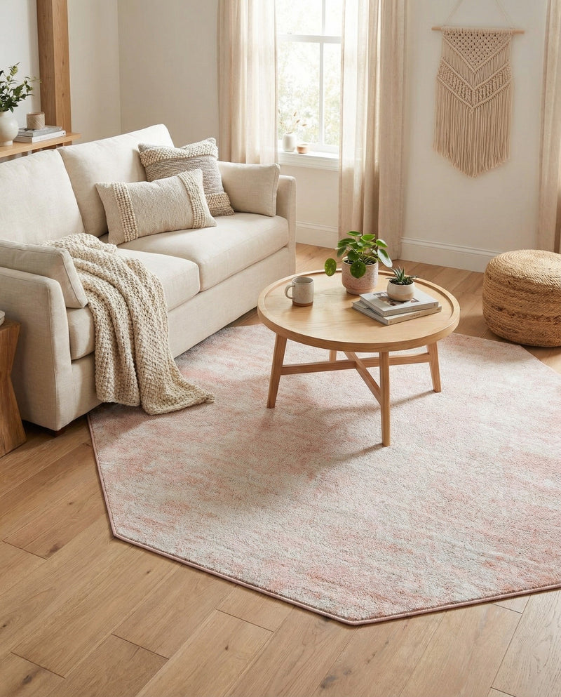 Luminara Sands Collection Area Rug - Elysium (Carnation Pink) Octagon Carnation Pink  lifestyle 45