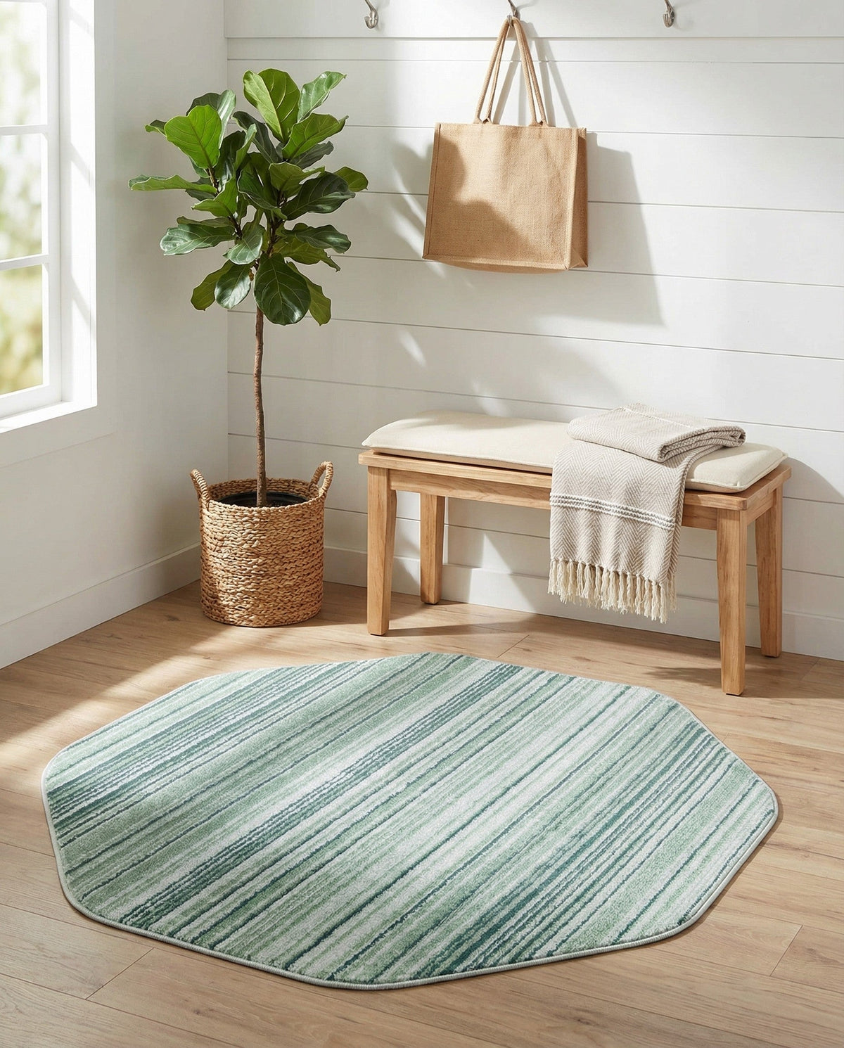Jewel Oasis Collection Area Rug - Sapphire (Green) Octagon Green  lifestyle 122