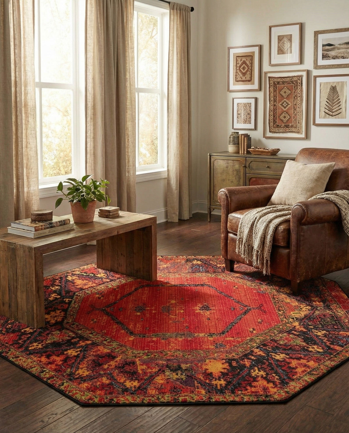 Safari Escape Rugs Collection Area Rug - Serengeti Octagon Multi  lifestyle 127