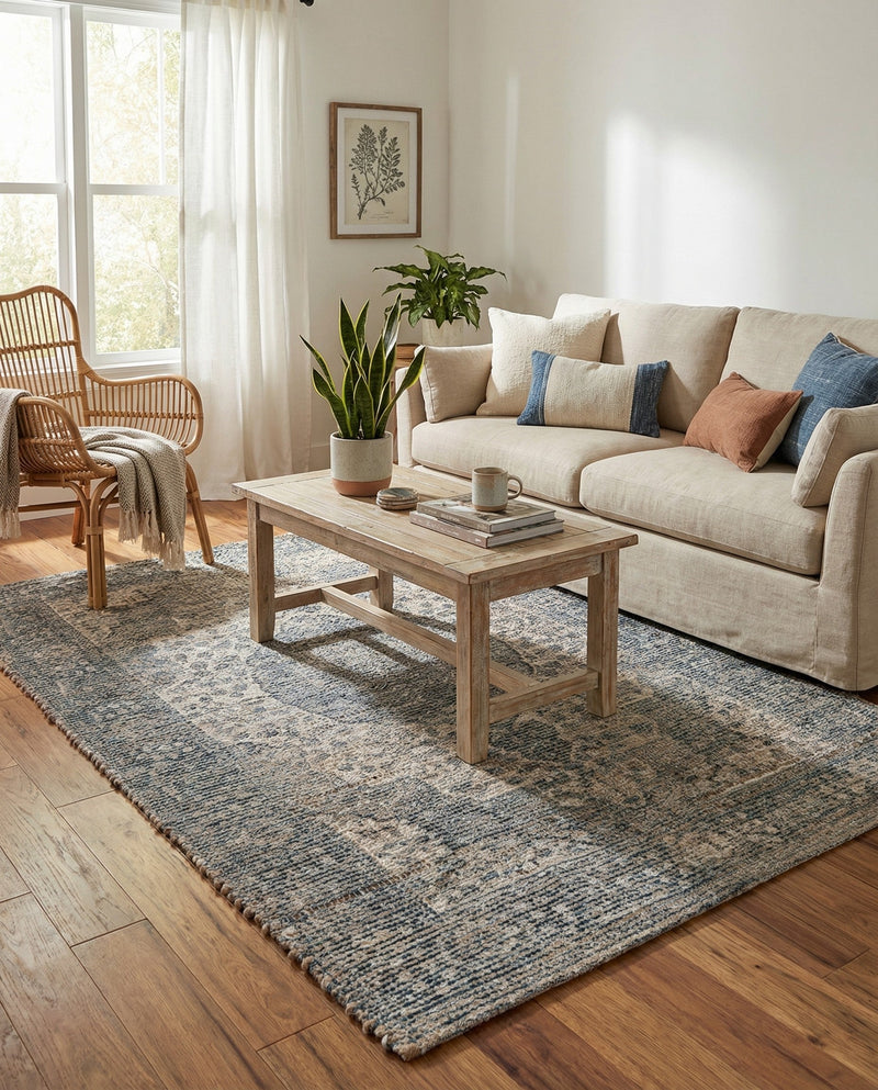 Savannah Threads Collection Area Rug - Sahara Rectangle Blue  lifestyle 17