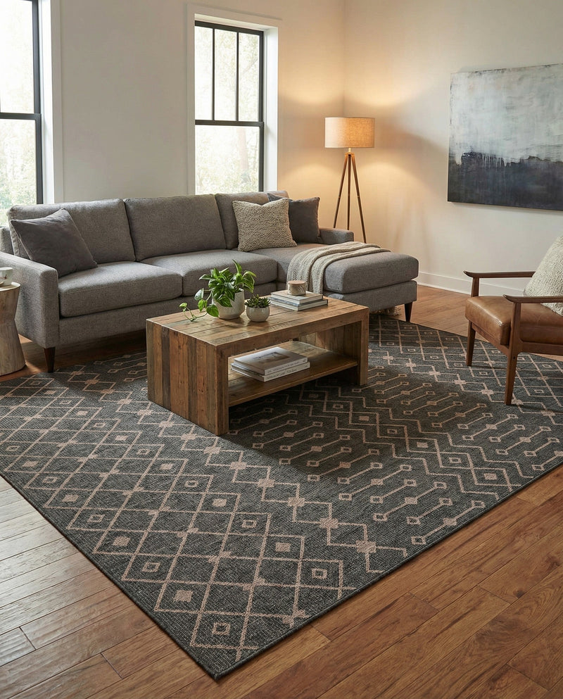Savannah Pergola Collection Area Rug -  Pergola (Charcoal Gray) Rectangle Charcoal Gray  lifestyle 29