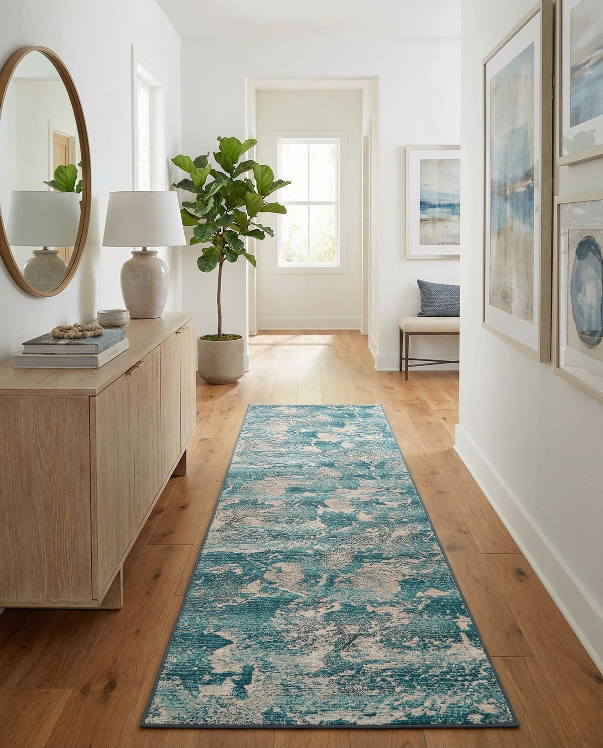 Urban Terrace Collection Area Rug -  Gazebo Runner Aqua Blue  lifestyle 96