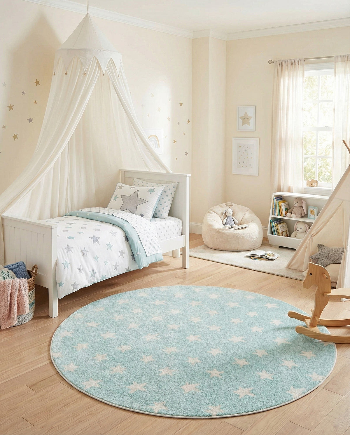 Wonder Tykes Collection Area Rug -  Mosaic Round Clear Blue  lifestyle 177