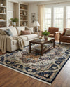 Persian Elegance Collection Area Rug -  Shiraz Rectangle Navy Blue  lifestyle 35
