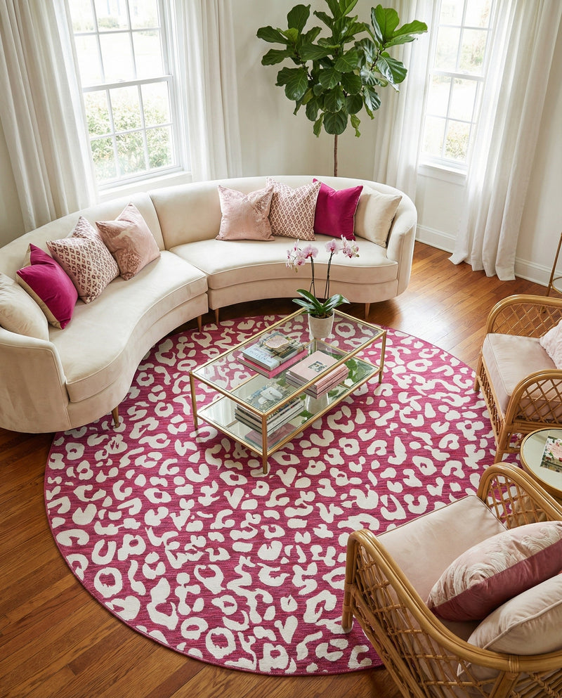 Savannah Escape Collection Area Rug -  Amazon (Magenta) Round Magenta  lifestyle 17