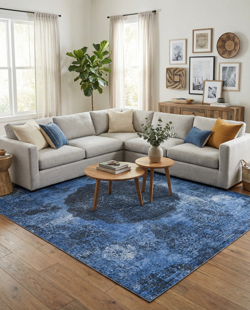 Laguna Sands Collection Area Rug - Catalina Rectangle Overdyed Blue  lifestyle 45