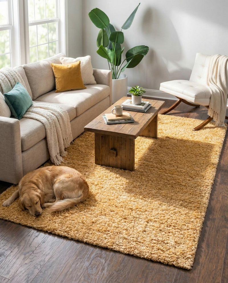 Alpine Plush Collection Area Rug -  Cortina (Sun Yellow) Rectangle Sun Yellow  lifestyle 7