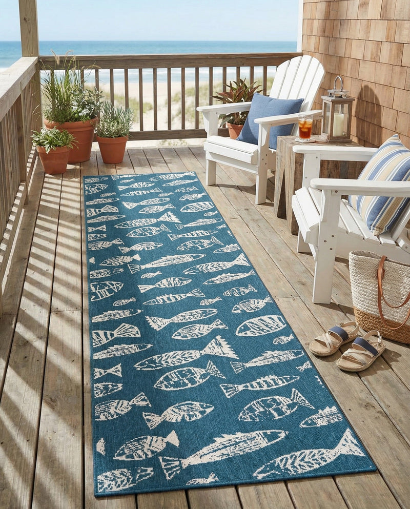 Seaside Haven Rugs Collection Area Rug -  Oceanview Runner Blue  lifestyle 70