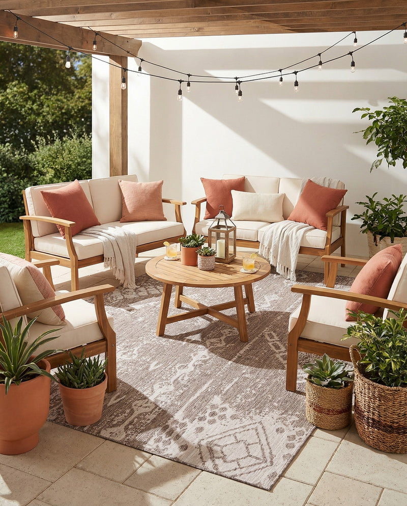 Desert Nomad Terrace Collection Area Rug - Sahara (Brown) Rectangle Brown  lifestyle 24