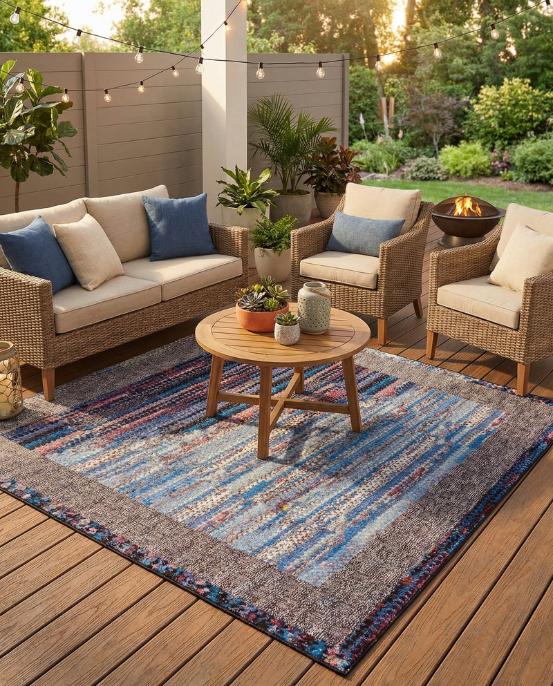 Urban Terrace Collection Area Rug -  Oasis Square Multi  lifestyle 80
