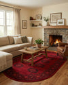 Samarkand Elegance Collection Area Rug -  Fergana Oval Red  lifestyle 67