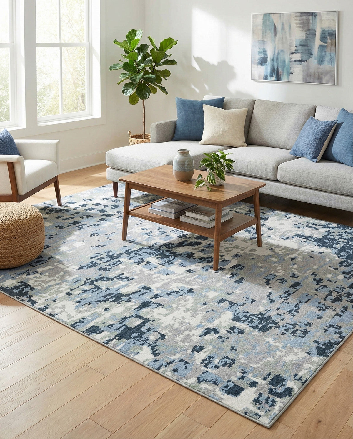 Aegean Elegance Washables Collection Area Rug -  Andros Rectangle Gray Navy Green  lifestyle 13