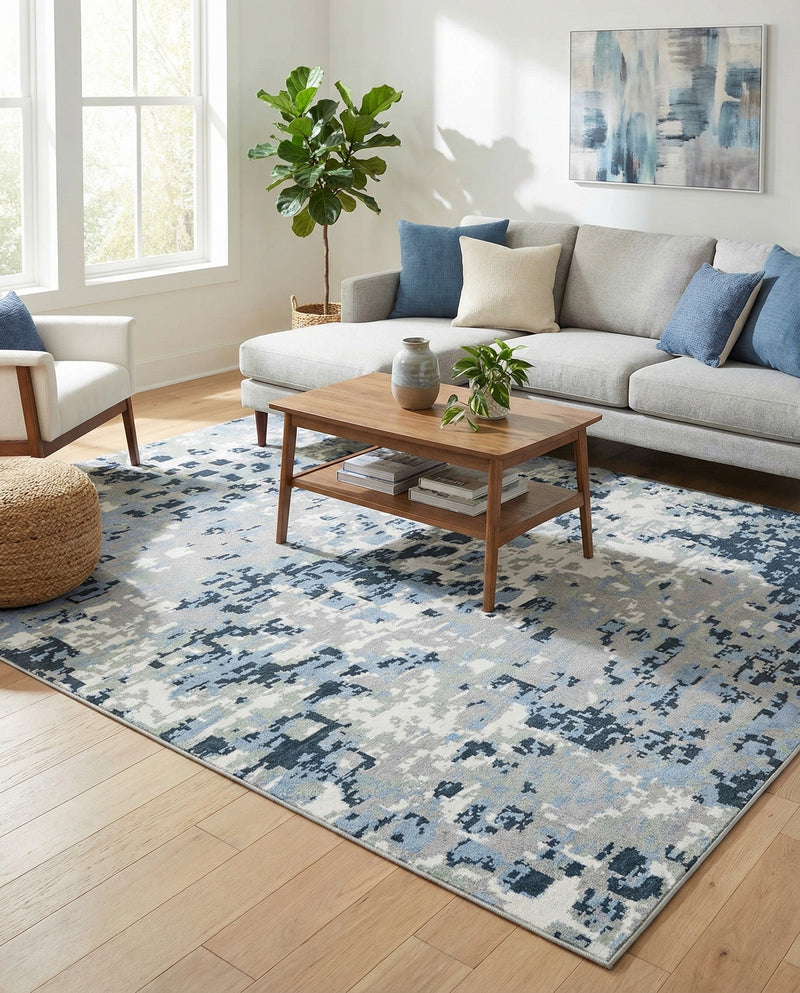 Aegean Elegance Washables Collection Area Rug -  Andros Rectangle Gray Navy Green  lifestyle 13