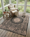 Patio Heritage Collection Area Rug -  Lafayette (Black) Rectangle Black  lifestyle 11