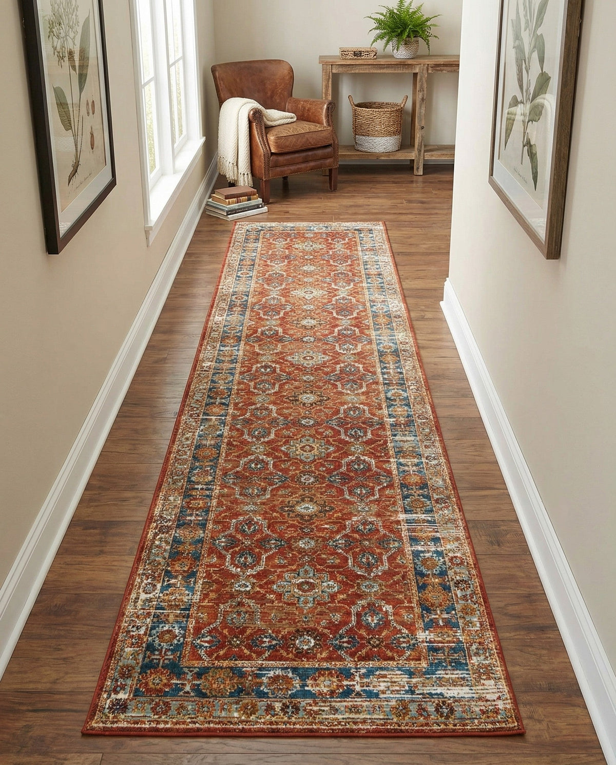 Patio Heritage Collection Area Rug -  Eden Runner Antique Red  lifestyle 73