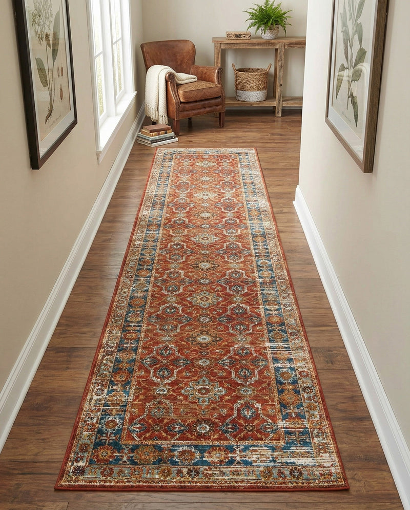 Patio Heritage Collection Area Rug -  Eden Runner Antique Red  lifestyle 73