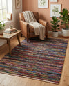 Thar Cotton Collection Area Rug - Alleppey Rectangle Multi Black  lifestyle 10