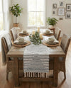 Thar Cotton Collection Area Rug - Jaisalmer (Light Gray) Table Runner Light Gray  lifestyle 56