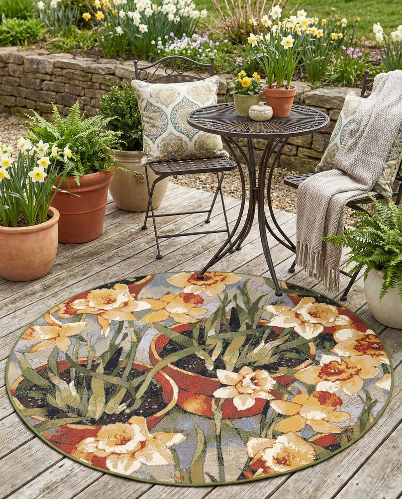 Seaside Blooms Collection Area Rug - Eden Round Multi  lifestyle 76