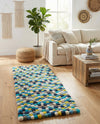 Woolen Sphere Collection Area Rug - Orbsburg (Blue) Runner Blue  lifestyle 51